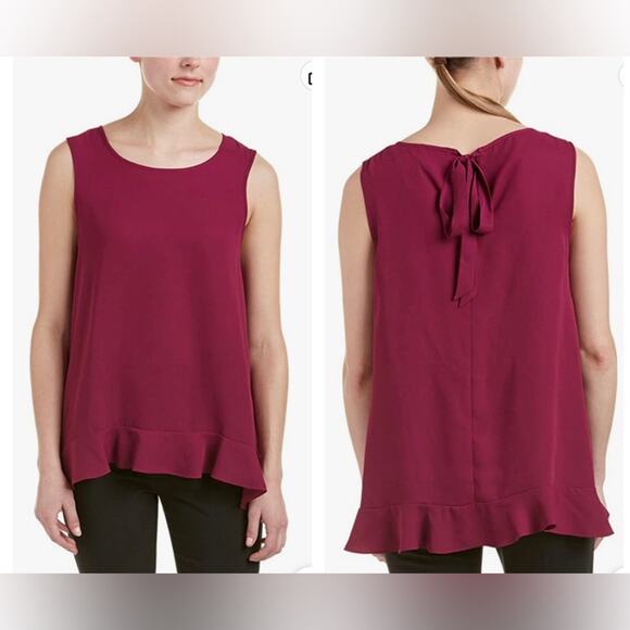 Cece high low wine colored sleeveless blouse medium - Picture 1 of 6